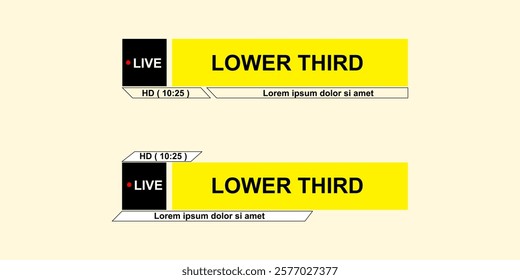 Graphic set of lower thirds concept. Icon template infographic bar heading, headline, header. For media channel video. Vector illustration.