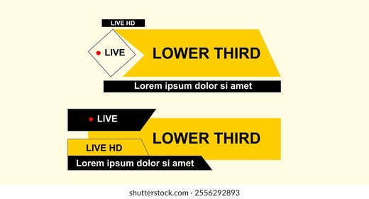 Graphic set of lower thirds, for media television, streaming video, design from abstract shapes vector.
