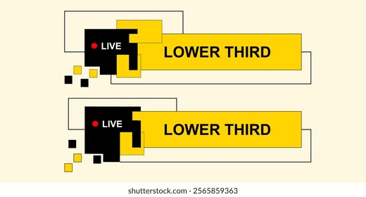 Graphic set of lower thirds for media streaming broadcasting live elements vector design concept.