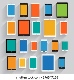 Graphic Set of mobile phones and tablets ,Illustration eps 10