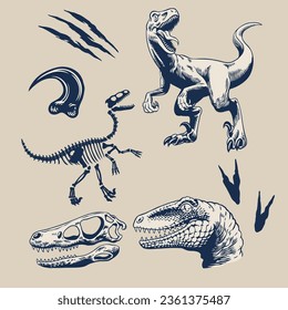 Graphic Set of Raptors Isolated Vector Illustration