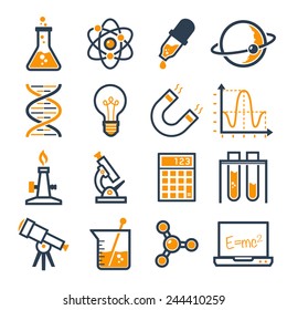 graphic set science and chemical objects on white background // Duo color - Shutterstock ID 244410259