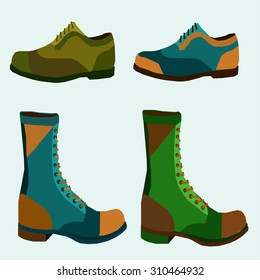 Graphic Set Shoes  flat design vector style