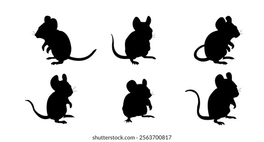 Graphic set of silhouette mouse on black vector design. icon mouse set on black vector design.