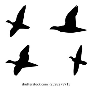 Graphic set of Wood Duck silhouette artistic design