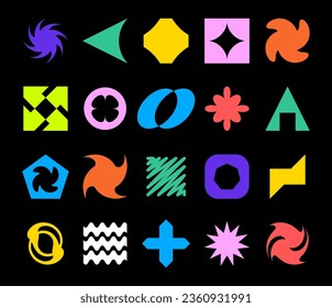 Graphic shapes abstract and geometric . Minimalist geometric elements, abstract bauhaus forms. Simple star and flower shape, basic form, trendy modern graphic element vector set.
