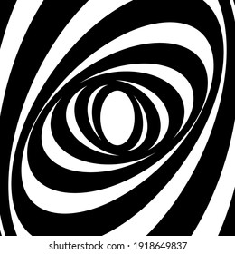 Graphic shapes oval swirling in loop. Black and white shapes that create illusion of movement. optical effect wave stripe movement. Vector abstract shapes. vortex with lines.