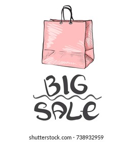 graphic shopping bag vector illustration with Big Sale lettering