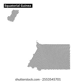 The graphic showcases the outline of Equatorial Guinea, emphasizing its distinctive shape and surrounding context, ideal for educational use.