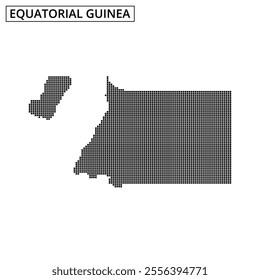 The graphic showcases the outline of Equatorial Guinea, emphasizing its distinctive shape and surrounding context, ideal for educational use.