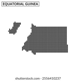 The graphic showcases the outline of Equatorial Guinea, emphasizing its distinctive shape and surrounding context, ideal for educational use.