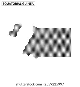 The graphic showcases the outline of Equatorial Guinea, emphasizing its distinctive shape and surrounding context, ideal for educational use.