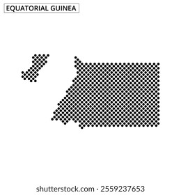 The graphic showcases the outline of Equatorial Guinea, emphasizing its distinctive shape and surrounding context, ideal for educational use.