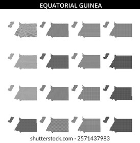 The graphic showcases the outline of Equatorial Guinea, emphasizing its distinctive shape and surrounding context, ideal for educational use.