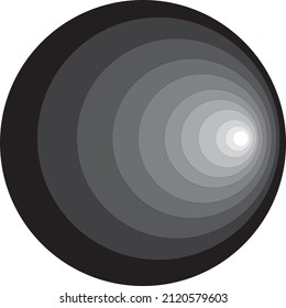 A graphic showing an object resulting from scaling, connecting circles, and applying gradients.