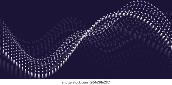 Um gráfico que mostra uma linha de onda composta de pequenos pontos dispostos em uma linha curva em um plano de fundo preto. Esta onda é caracterizada por uma linha curva contínua em movimento.