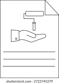 Un gráfico muestra un documento con una mano que ofrece un rodillo de pintura sobre las líneas de texto