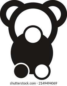 Graphic sign depicting a little bear. Black and white icon