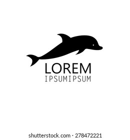 Graphic sign of a dolphin isolated on a white background

