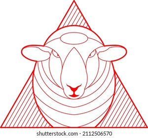 graphic sign showing a sheep with a mountain background