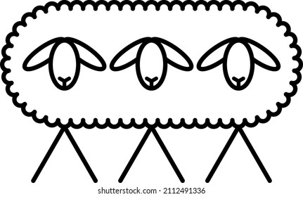 graphic sign showing three sheep and mountains