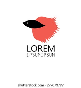 Graphic sign of a small fish isolated on a white background