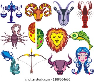 Graphic signs of the funny Zodiac