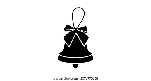 a graphic silhouette of a bell; an isolated vector - a sign of an illustration of a Christmas bell. decoration alarm sign symbol