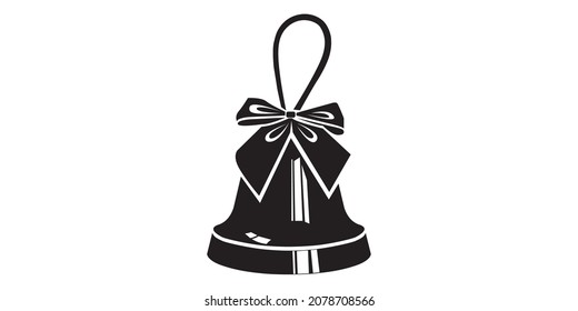 a graphic silhouette of a bell; an isolated vector - a sign of an illustration of a Christmas bell. decoration alarm sign symbol