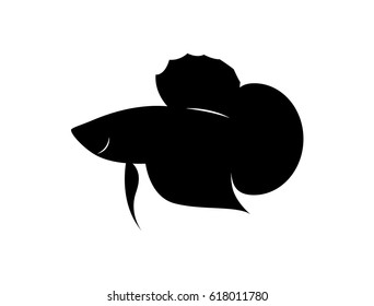 graphic silhouette betta fish, vector
