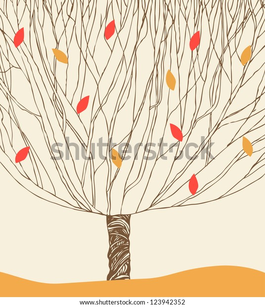 Graphic Silhouette Blossom Tree Hand Drawn Stock Vector (royalty Free 