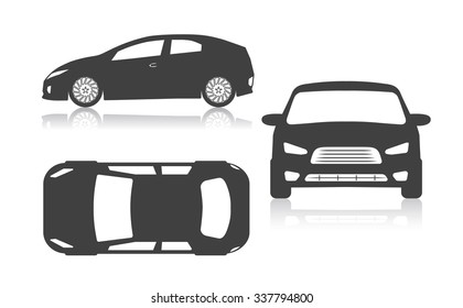 graphic silhouette of the car set