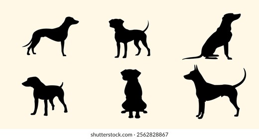 Graphic Silhouette set of dog icon concept template design vector. animal icon design 2D flat design vector.