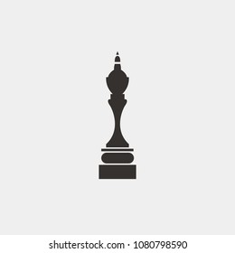 Graphic simple black and white chess queen. A symbol of victory in a game or business. Vector icon. Logotype Logo