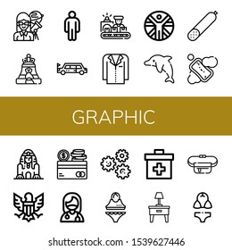 graphic simple icons set. Contains such icons as Astronomer, Bell, Male, Limousine, Worker, Jacket, Vitruvian man, Dolphin, Smoked sausage, can be used for web, mobile and logo