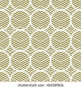 Graphic simple ornamental tile, vector repeated pattern made using circles. Vintage art abstract seamless texture can be used as wallpaper and in textile design.