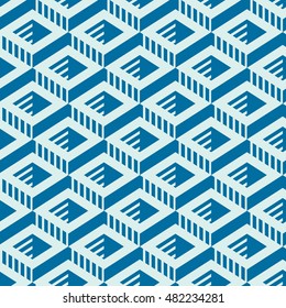 Graphic simple ornamental tile, vector repeated pattern made using cubes and hexagons. Vintage art abstract seamless texture can be used as wallpaper and in textile design.