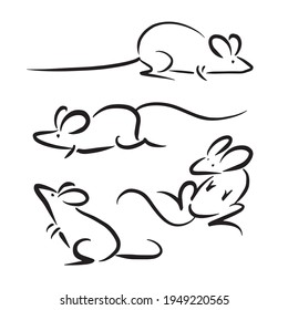 graphic simple rat on white background, vector