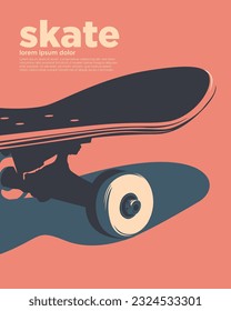 Graphic Skateboarding background with a lettering title. Flat graphic illustration. Graphic hand drawn style vector illustration.