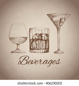 Graphic of sketch Beverages , vector illustration