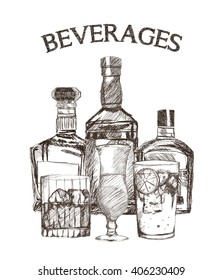 Graphic of sketch Beverages , vector illustration