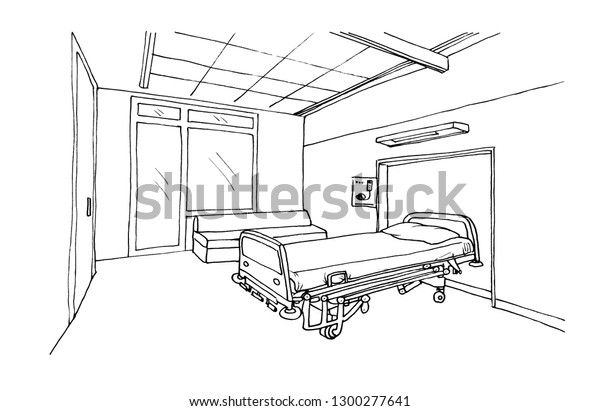 Graphic Sketch Hospital Ward Clinic Room Stock Vector