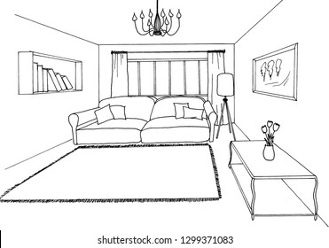 Graphic Sketch,  Living Room