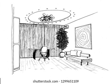 Graphic sketch an study room