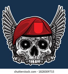 Graphic skull representing army parachute jumpers.