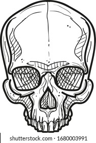 Graphic Skull sketch design isolated on white