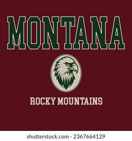 Graphic Slogan Colorado Eagle  Montana Adventure Mountain Varsity Tee T-shirt Logo 