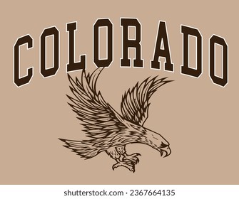 Graphic Slogan Colorado Eagle  Montana Adventure Mountain Varsity Tee T-shirt Logo 