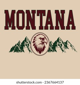 Graphic Slogan Colorado Eagle  Montana Adventure Mountain Varsity Tee T-shirt Logo 