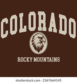 Graphic Slogan Colorado Eagle  Montana Adventure Mountain Varsity Tee T-shirt Logo 